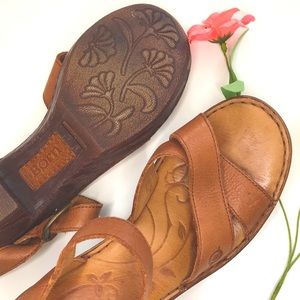 Leather block heel sandals